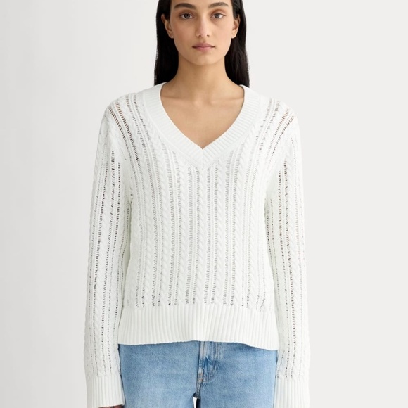 Everlane Sweaters - Everlane Women's Mesh Cable V-Neck Sweater